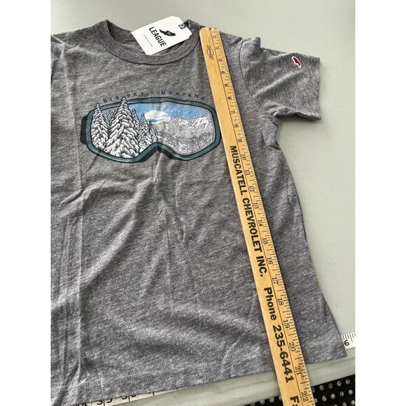 League 91 Big Sky Montana Snow Goggles TShirt Kids Medium Gray Casual Basic NEW - Picture 6 of 8